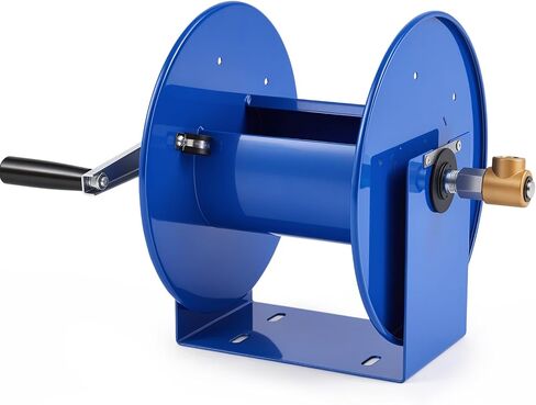 LEIFIDE Hand Crank Reel Fits 3/8" x 100 ft Hose, 12 x 18.25 x 13 In, Heavy-duty Steel Frame Manual Hose Reel, Full-flow Solid Brass Swivel, Adjustable Tension Brake, Wall/workbench/overhead Mount in Kuwait