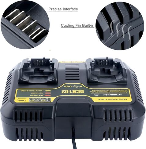 DCB102BP Dual-Port Battery Charger Replacement for De-Walt 12-Volt MAX/20-Volt MAX Jobsite Charging Station DCB105 DCB112 DCB120 Lithium Battery in Kuwait