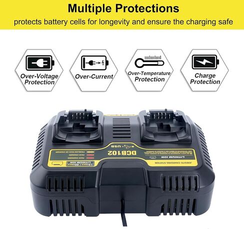 DCB102BP Dual-Port Battery Charger Replacement for De-Walt 12-Volt MAX/20-Volt MAX Jobsite Charging Station DCB105 DCB112 DCB120 Lithium Battery in Kuwait