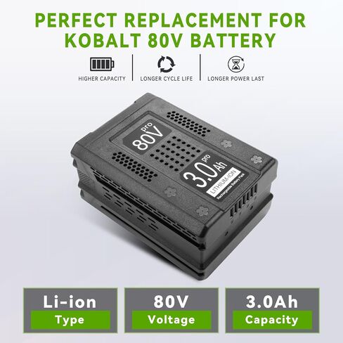 80V 3.0Ah Battery Replacement for Kobalt 80 Volt KB2580-06 KB280-06 KB480-06 KB580-06 KB680-06 Cordless Power Tools, Compatible with Kobalt 80V Charger KRC 80-06 KDC 50-06 KRC 30-06 S-L500 KRC 0280-06 in Kuwait