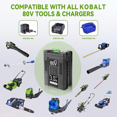 80V 3.0Ah Battery Replacement for Kobalt 80 Volt KB2580-06 KB280-06 KB480-06 KB580-06 KB680-06 Cordless Power Tools, Compatible with Kobalt 80V Charger KRC 80-06 KDC 50-06 KRC 30-06 S-L500 KRC 0280-06 in Kuwait