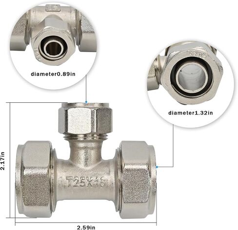 Compressed air duct Maxline M8014 Reducing Tee Fitting for 3/4-Inch x 1/2-Inch x 3/4-Inch Tubing，Compatible with RapidAir MaxLine Compressed Air Piping in Kuwait