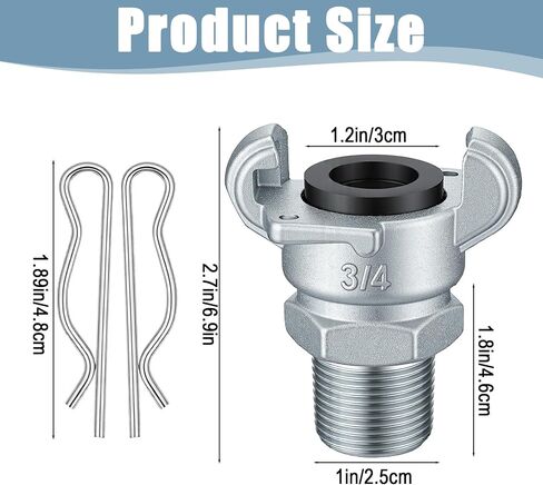 4 Sets 3/4 Inch Chicago Air Fittings Npt Iron Air Hose Fitting 2 Lug Universal Coupling for Female and Male End(Male End) in Kuwait