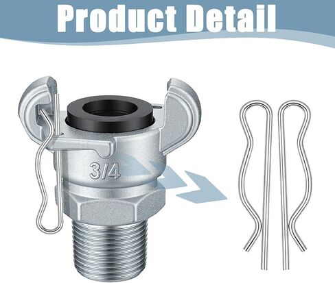4 Sets 3/4 Inch Chicago Air Fittings Npt Iron Air Hose Fitting 2 Lug Universal Coupling for Female and Male End(Male End) in Kuwait