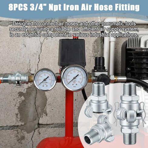 4 Sets 3/4 Inch Chicago Air Fittings Npt Iron Air Hose Fitting 2 Lug Universal Coupling for Female and Male End(Male End) in Kuwait