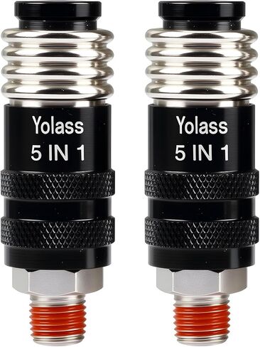 Yolass 5 In 1 Universal Quick Industrial Air Coupler, Air Hose Fittings, 1/4" male NPT, Air Compressor Accessors Fitting (2 Piece) in Kuwait