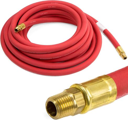 Continental (Formerly Goodyear) Heavy-Duty Rubber 3/8-Inch x 50-Ft All-Weather Rubber Air Hose, USA Made - Red in Kuwait