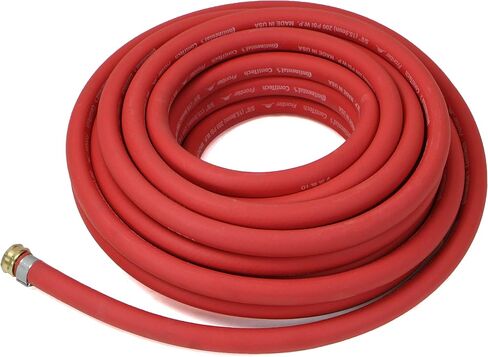 Continental (Formerly Goodyear) Heavy-Duty Rubber 3/8-Inch x 50-Ft All-Weather Rubber Air Hose, USA Made - Red in Kuwait