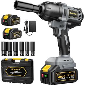 SOARFLY 1/2" Cordless Impact Wrench, 738 Ft-lbs (1000 N.m) High Torque 21V Brushless Electric Impact Gun with 2x 4.0Ah Batteries, Impact Driver with LED Light, 6 Sockets for Home Car/Mower/Truck RV in Saudi Arabia