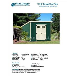 10' x 10' Deluxe Shed Plans, Modern Roof Style Design #D1010M, Material List and Step By Step Included in Kuwait