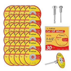 FIXLTFAST 1-1/2 Cut Off Wheels,1.5" x 1/8" Fiberglass Reinforced Metal Cutting disc for Rotary Tool Accessories Include Mandrels - 11 Pack in Saudi Arabia