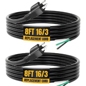 6-Feet 16/2 Power Cord Replacement for Drill Sander Chop Saw Power Tool | 2 Prong Plug Power Tool Cable With Open End For Drill, Miter Saw, Chop Saw, Grinder, Vacuum etc Power Tool (3 Pack) in Kuwait