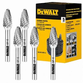 DEWALT DXCBTJSF5-5 SF-5 Tungsten Carbide Burr, 1/4 in Shank, 5-Piece Pack | Five SF-5 tungsten carbide burrs have 1/4 in shanks for metal shaping, deburring, grinding and compatible rotary tool work. in Kuwait