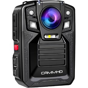 CAMMHD V8-128GB 4K Body Camera with Audio and Video Recording, 2160P Body Worn Camera Two Battery 4400mAh Work 14H, H.265 Video Recorder, Night Vision Police Cam with Charging Dock in Kuwait