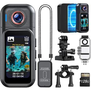 BOBLOV Mini Body Camera, 32GB Thumb-Size Wearable with Touch Screen, W2 | 180° rotating lens, magnetic mount, hands-free portable bodycam for work, travel, vlogging and daily recording in Kuwait