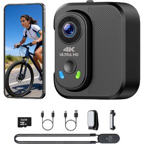 4K Mini Body Camera, Thumb Action Camera with 64GB Card, WiFi, EIS Stabilization, Charger Case, Magnetic Mount, 150° Wide Angle Wearable POV Camera for TikTok YouTube Vlogging Outdoor Motorcycle in Saudi Arabia