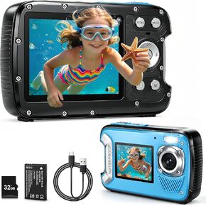 5K Underwater Camera 33FT Waterproof Camera with 32GB Card 96MP Autofocus Dual-Screen Selfie Underwater Camera for Snorkeling Waterproof Compact Digital Camera with 18X Digital Zoom Fill Light in Kuwait