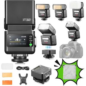 GODOX iT32 TTL Camera Flash with X5S Wireless Trigger for Sony,Magnetic Hotshoe & Trigger 2-in-1, Compatible with Sony ZV-E10 II, ZV-E10, ZV-E1, a7III,a6700, a6400,a7C II, a7C, a7CR, RX1RII,ZV-1II in Kuwait