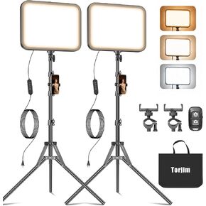 Torjim 11 Inch Video Light Kit for Creators-24W High Brightness Studio Lights with Tripod Stand & Phone Holder & Remote, Adjustable Photography Lighting for Clearer YouTube Streaming Home Studio | Studio Lights with Tripod Stand & Phone Holder | 3000-6500 in Saudi Arabia