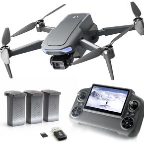 3-Axis Gimbal GPS Drone with 4K Camera YIKKEON Drone, 10000FT Range, 90Min Flight Time with 3 Batteries, 4.5" HD Screen Remote, Auto Return, Follow Me, Brushless Motor, 5G FPV, Foldable RC Quadcopter for Beginners - Under 249g in Saudi Arabia