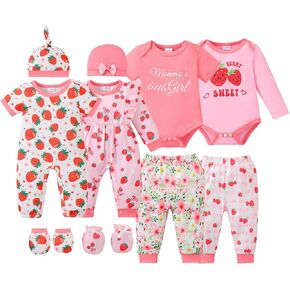 NZRVAWS Baby Girl Clothes Preemie Newborn Layette Essential Outfits Gift Infant Bodysuits Pants 12 Pieces 0-12 Months in Kuwait