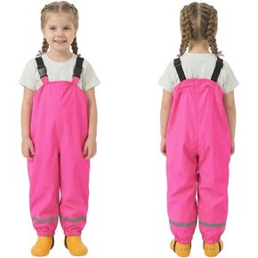 Toddler Waterproof Rain Bib Pants, Kids Rain Pants Boys Girls Rain Trousers Lightweight Mud Pants Rainwear in Saudi Arabia
