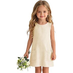 CharmWM Toddler Girls Swim Coverups Sleeveless Baby Summer Beachwear Dress with Pockets Cute Waffle Vacation Bathing Suit in Saudi Arabia