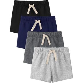 4 Pack Toddler Boy Cotton Shorts French Terry Boys Shorts Pull On Summer Casual Elastic Waist with Drawstring in Kuwait