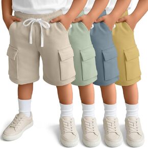 Halfchet 4 Pack Toddler Boys Cargo Shorts Pull on Baby Athletic Short with Pockets Summer Elastic Waist Back to School Pants in Kuwait