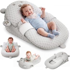 Baby Support Pillow, Baby Lounger & Tummy Time Mat for Home and Travel, Infant Nursing Pillow with Detachable & Washable Cover, Newborn Babies Essentials Gifts for Infants in Saudi Arabia