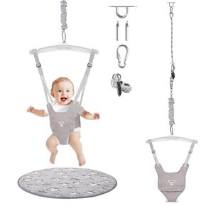 G TALECO GEAR Baby Jumper with a Ceiling Hook for Infant & Toddlers with Adjustable Chain, Bouncers for Indoor/Outdoor, Baby Doorway Jumper with Soft Rug (Grey) in Saudi Arabia