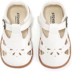 STQ Toddler Girl Sandals Summer Mary Jane Dress Shoes for School & Wedding | Closed-Toe & Wide Toe Box for Chubby Feet, Hook & Loop Design, Non-Slip Thin Sole, Perfect for Party Wedding & School Uniform in Kuwait