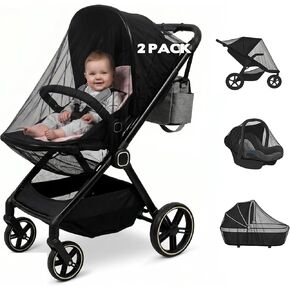 2 Pack Universal Baby Mosquito Net Cover for Stroller Car Seat Bassinet Infant Bug Mesh Netting Screen Crib Carrier Carriage in Kuwait