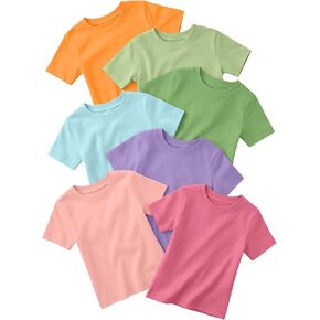 Yooo's Vivi 7 Pack Toddler Boys Short Sleeve T Shirts Cotton Crew Neck Summer Baby Tees Basic Tops Casual Cute Clothes in Kuwait