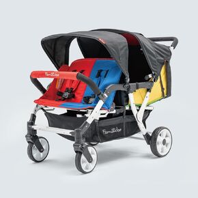 Familidoo H4E Quad Lidoo Lite 4-Seater Stroller Wagon for Kids, Lightweight & Foldable with Reclining Seats, 5-Point Harness, Double Canopy & Rain Cover (Olive) in Kuwait