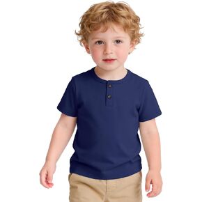 Toddler Boys Short Sleeve Henley Shirt Casual Cotton Shirts Basic Tee Tops Size 18M-5T in Saudi Arabia