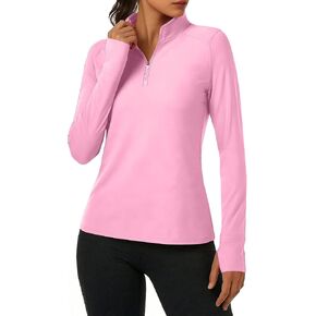 2026 Womens UPF 50+ Sun Shirt Quarter Zip Pullover Sun Protection Shirt Long Sleeve Athletic Running Tops Thumb Hole in Saudi Arabia