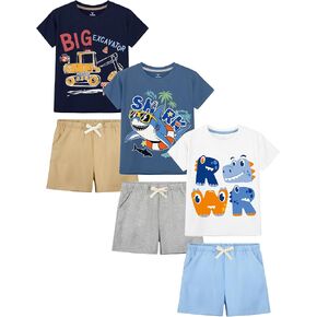 3 Set Toddler Boys Clothes Cotton Outfits Kids Short Sleeve Shirts and Shorts Set Toddler Print Summer Clothes in Kuwait