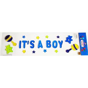 It's a Boy Gel Window Clings Blue Teddy Bear Rattle in Kuwait