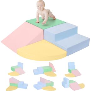 CAMELUS Toddler Climbing Toys Indoor, Baby Foam Climbing Blocks with Ball Pit for 1-3 Years Old, 6-Piece Soft Play Set Climbing Blocks, Climb Crawl Activity Play, Birthday (Balls not Included) in Kuwait