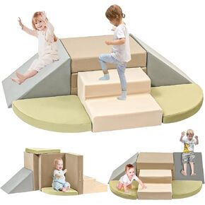 6-Piece Toddler Climbing Toys Indoor, Foam Climbing Toys for Toddlers, Soft Play Baby Climbing Blocks for Crawling and Sliding, Safe Climbing Play Set Indoor Gym Equipment for Toddler1-3, Infant, Baby in Saudi Arabia