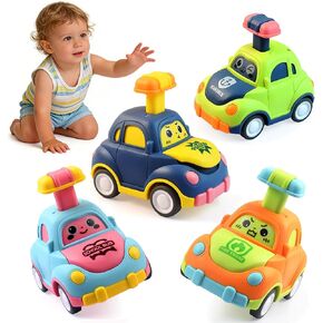 soi-meme 4 Pack Press and Go Car Toys for Toddlers 1-3 Year Old Boys, Easy Push Down Action, Certified CPSC- Learning Cause Effect Toddler Toy, Gifts for 1+ Year Old Baby Boy Girl in Kuwait