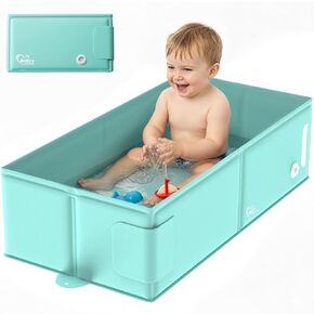 Baby Bathtub for 6M-3Y Toddler, Baby Shower Gifts & Registry Search for Boys Girls, Collapsible & Portable Bathtub for Beach Vacation Travel, Bath Essentials for Toddler, Newborn, Kids in Kuwait