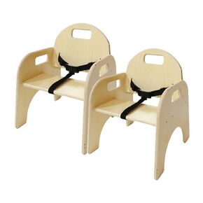 Wooden Low Chair with 3 Point Safety Harness, Perfect Montessori Baby lowchair Solution for Your 2-3 Year Toddlers or as a Dining Chair [Set of 2, Fully Assembled] in Kuwait