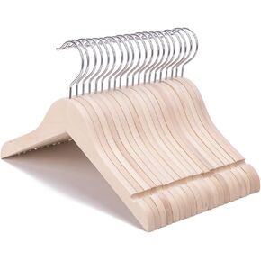 Nature Smile 20 Pack Unfinished/Natural Kids Baby Children Toddler Wooden Shirt Dress Coat Hangers with No Painting - 360°Stronger Anti-Rust Chrome Swivel Hook - Extra Smoothly Cut Notches in Kuwait
