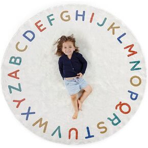 ABC Alphabet Rug for Kids – 6 ft Round Blue Play Mat for Toddlers & Babies, Soft Nursery Decor for Learning Letters, Classroom & Playroom Area Mat in Saudi Arabia