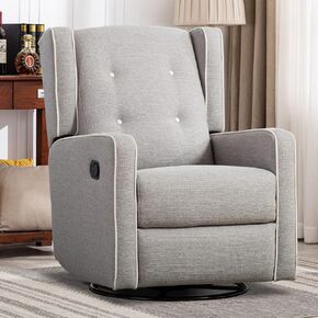 CANMOV Swivel Rocker Recliner Chair, Rocking Chair Nursery Glider Recliner, Manual Glider Chair for Nursery, White in Kuwait