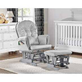 Glider and Ottoman Gray Wood and Light Gray Fabric in Kuwait