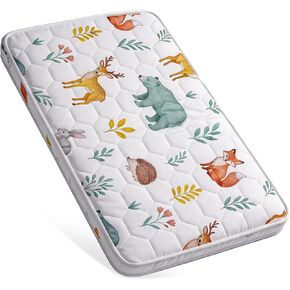 Baby Bassinet Mattress Pad 33" x 20" x 1.5", Firm Breathable Foam Mattress for Bassinet, Anti-Slip Cradle Mattress Pad, Woodland Print, Fits Moses Basket, Baby Delight, Mika Micky in Kuwait