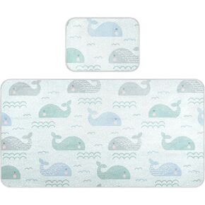 Burbuja Baby Cooling Mat Cute Whales Bed Pad Ice Silk Cool Mat for Crib Mattress, Sleeping Pad with Pillowcase for Girl Boy, 28x52 in in Kuwait